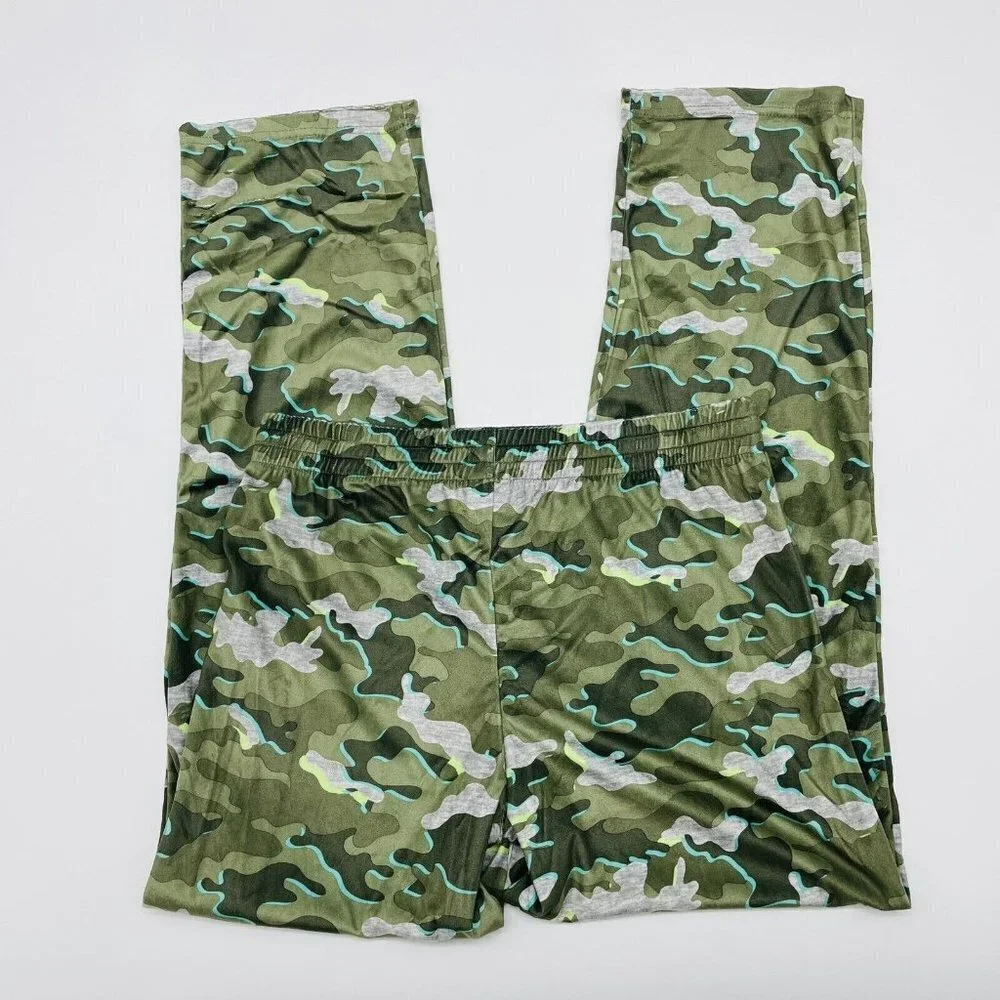 Cat & Jack Youth Boys Size XL Drawstring Pull On‎ Pajama Pants Camouflage Green
